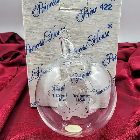 Princess House Blown Crystal Candle Etched Ball Ornament Made USA 1996 vintage - Picture 7 of 7